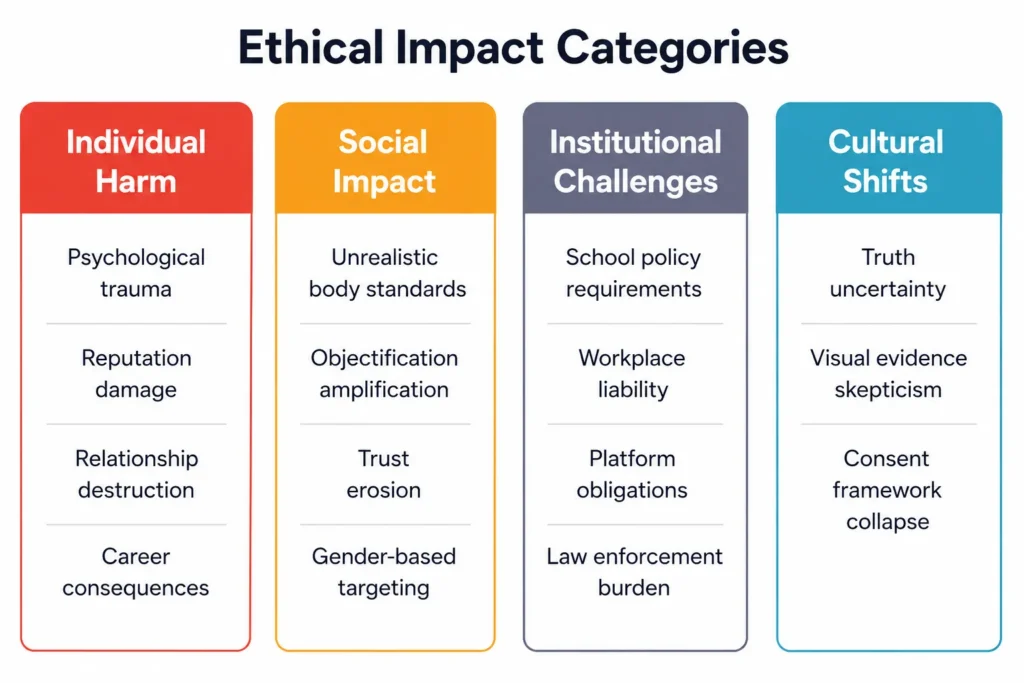 The four overlapping categories of ethical harm caused by AI-generated pornographic content.
