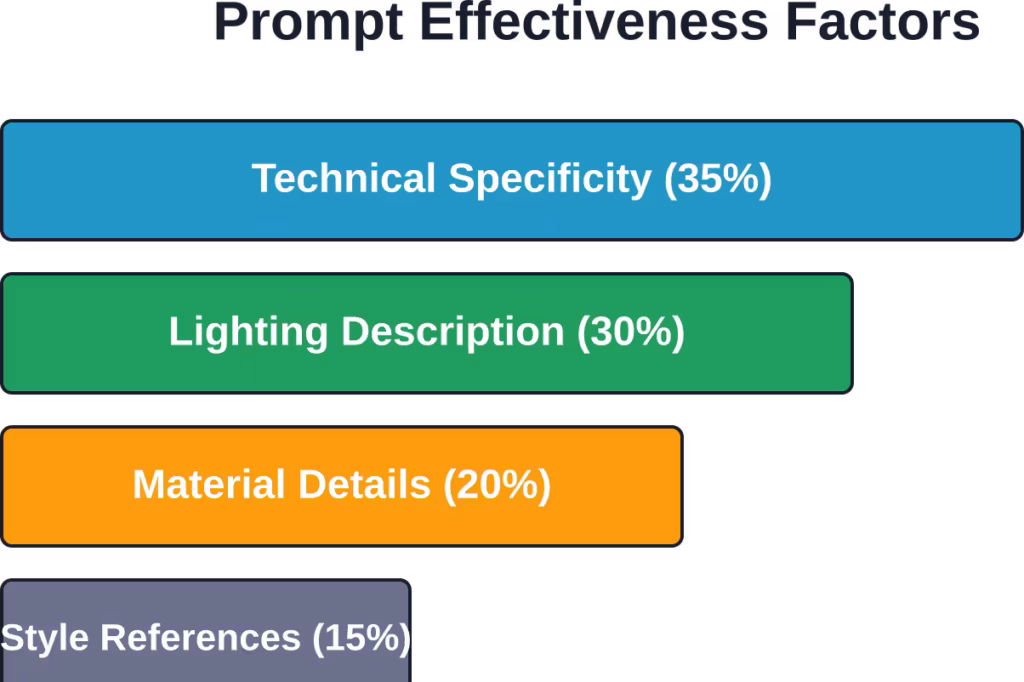 Relative impact of different prompt components on output quality (illustrative breakdown)